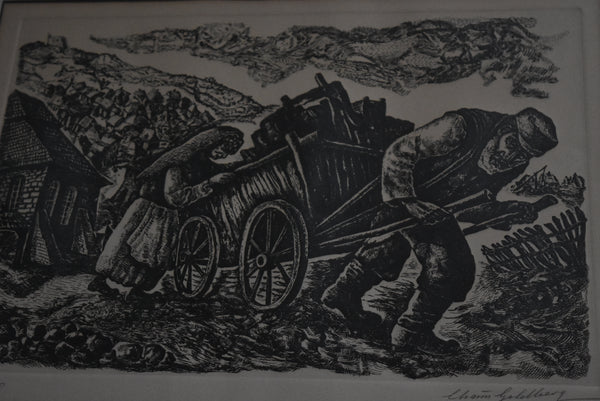 Chaim Goldberg - Signed #31/200 Print of Man Pulling Cart