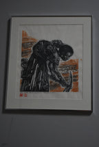 Carlos Llerena Aguirre - Woodcut Mother Worker with Child #3 of 40