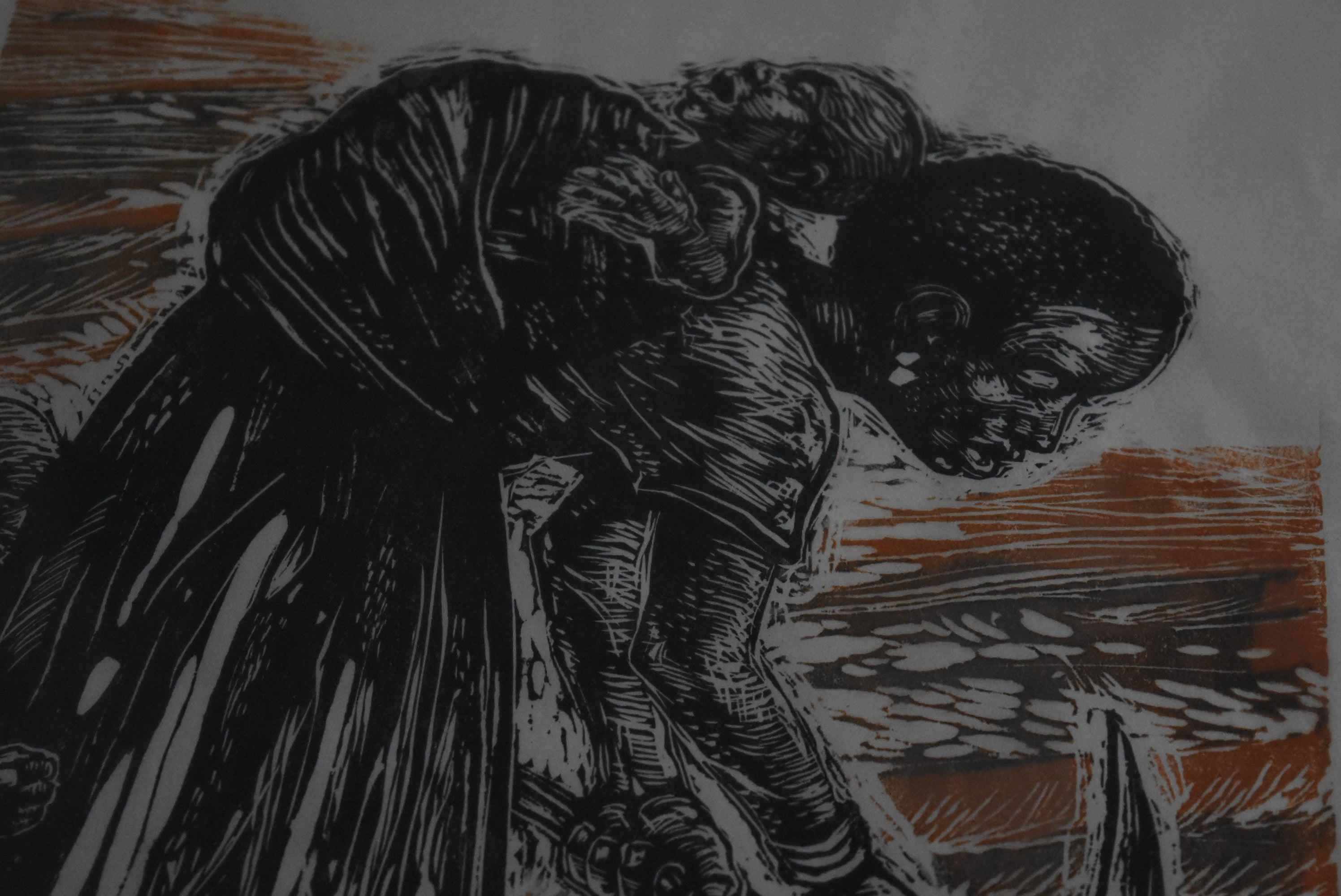 Carlos Llerena Aguirre - Woodcut Mother Worker with Child #3 of 40