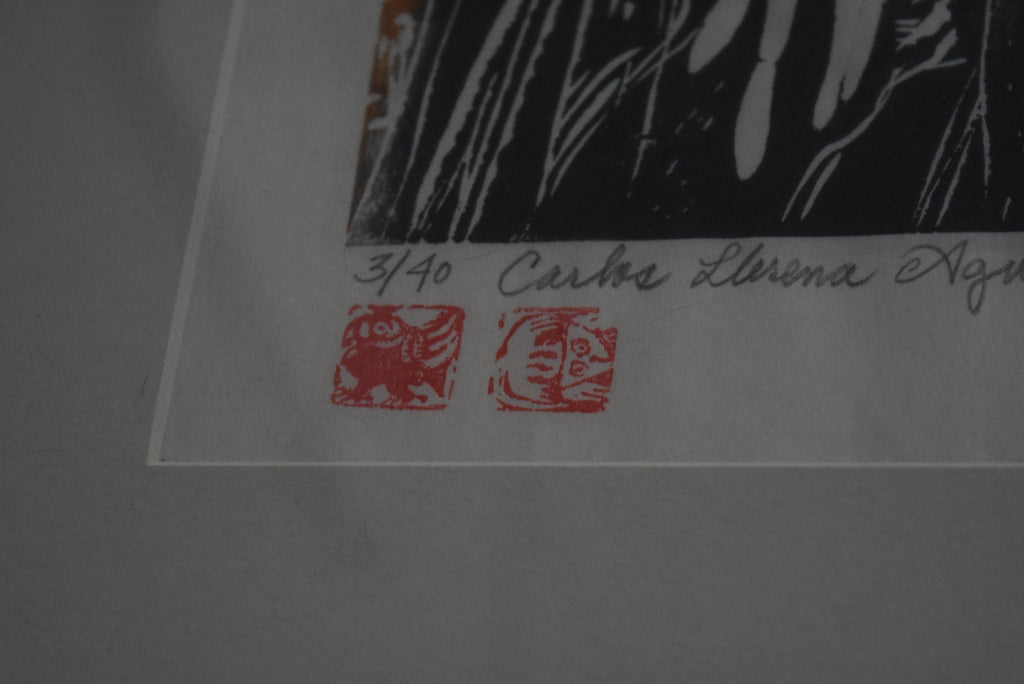 Carlos Llerena Aguirre - Woodcut Mother Worker with Child #3 of 40