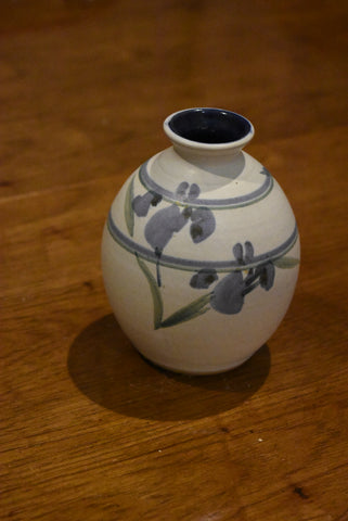 Small Handmade Hand-Painted Purple Iris Vase