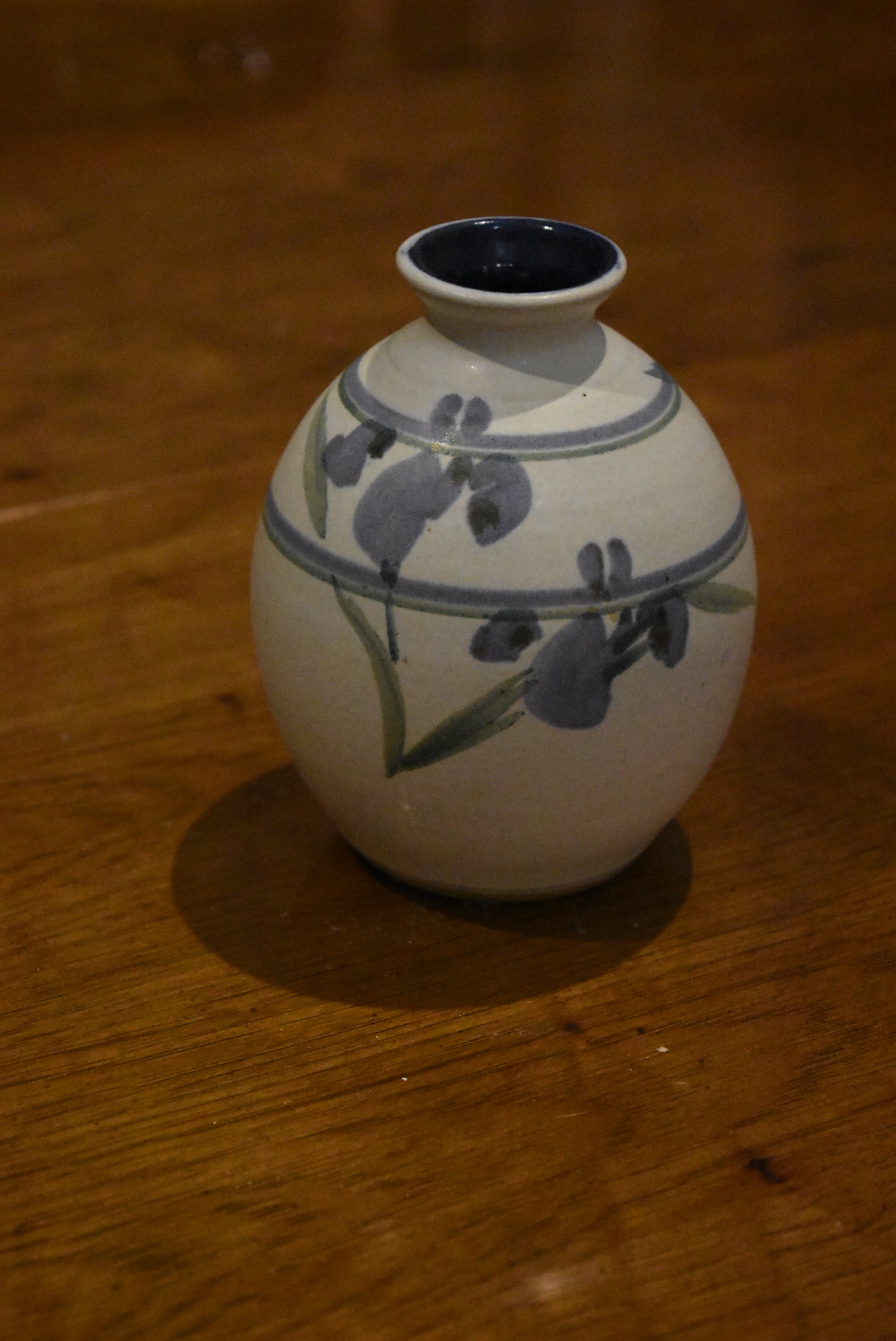 Small Handmade Hand-Painted Purple Iris Vase