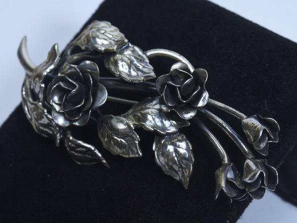 Danecraft - Vintage Sterling Silver Rose Bouquet Brooch