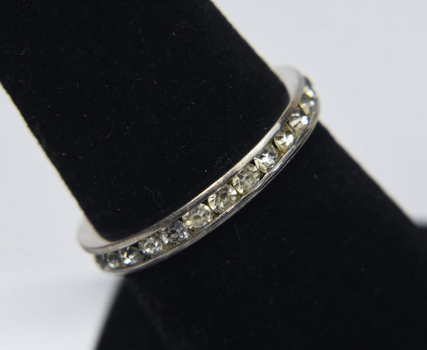 Sterling Silver Crystal Band - Size 7