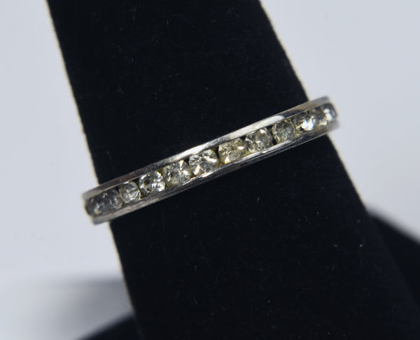 Sterling Silver Crystal Band - Size 7