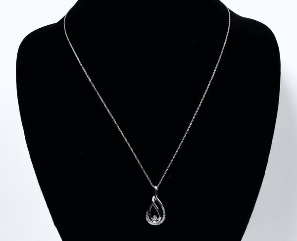 Sterling Silver Diamond Pendant on Sterling Silver Chain Necklace - 18"