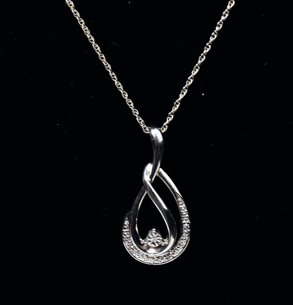 Sterling Silver Diamond Pendant on Sterling Silver Chain Necklace - 18"