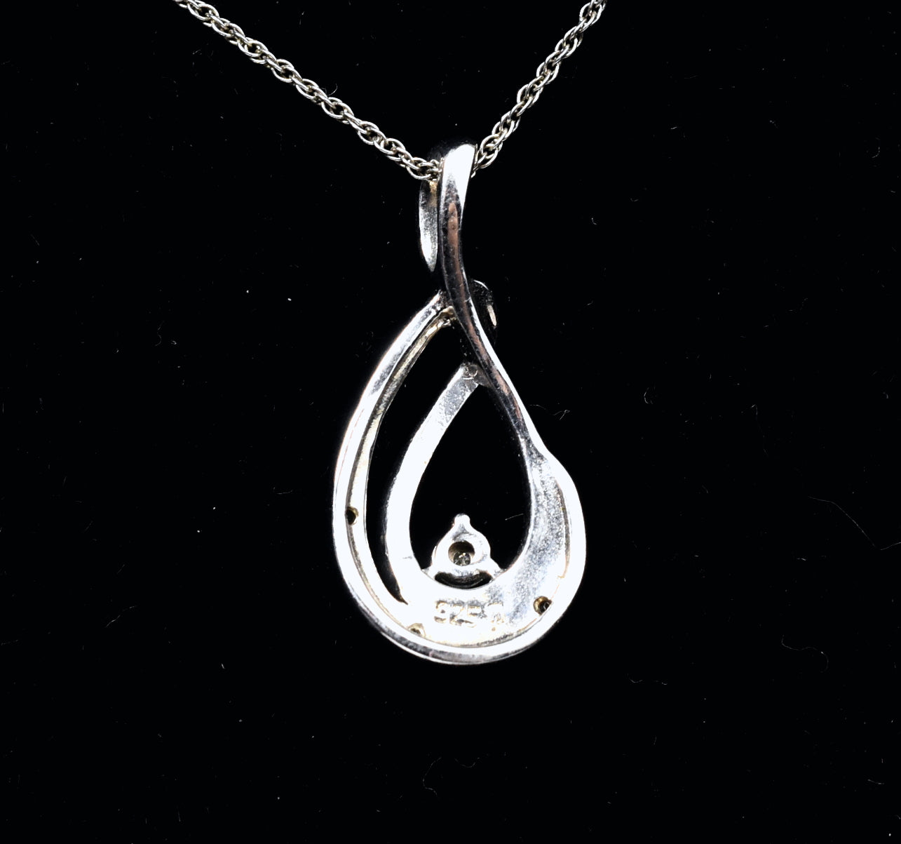 Sterling Silver Diamond Pendant on Sterling Silver Chain Necklace - 18"