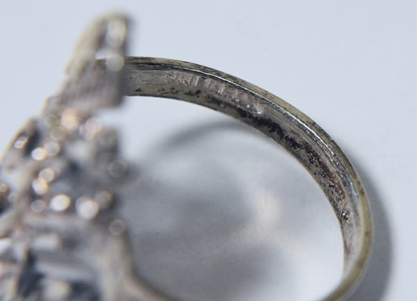 Sterling Silver Pierced Design Floral Motif Ring - Size 7
