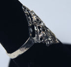 Sterling Silver Pierced Design Floral Motif Ring - Size 7