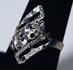 Sterling Silver Pierced Design Floral Motif Ring - Size 7