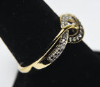 Gold Tone and Diamonds Sterling Silver Braided Design Ring - Size 8