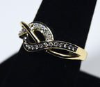 Gold Tone and Diamonds Sterling Silver Braided Design Ring - Size 8