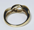 Gold Tone and Diamonds Sterling Silver Braided Design Ring - Size 8