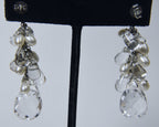 Diana Venezia - Faceted Quartz and Pearls Sterling Silver Dangle Earrings