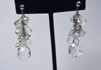 Diana Venezia - Faceted Quartz and Pearls Sterling Silver Dangle Earrings