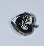 Sterling Silver and Gold Tone Diamond Dolphin Heart Pendant