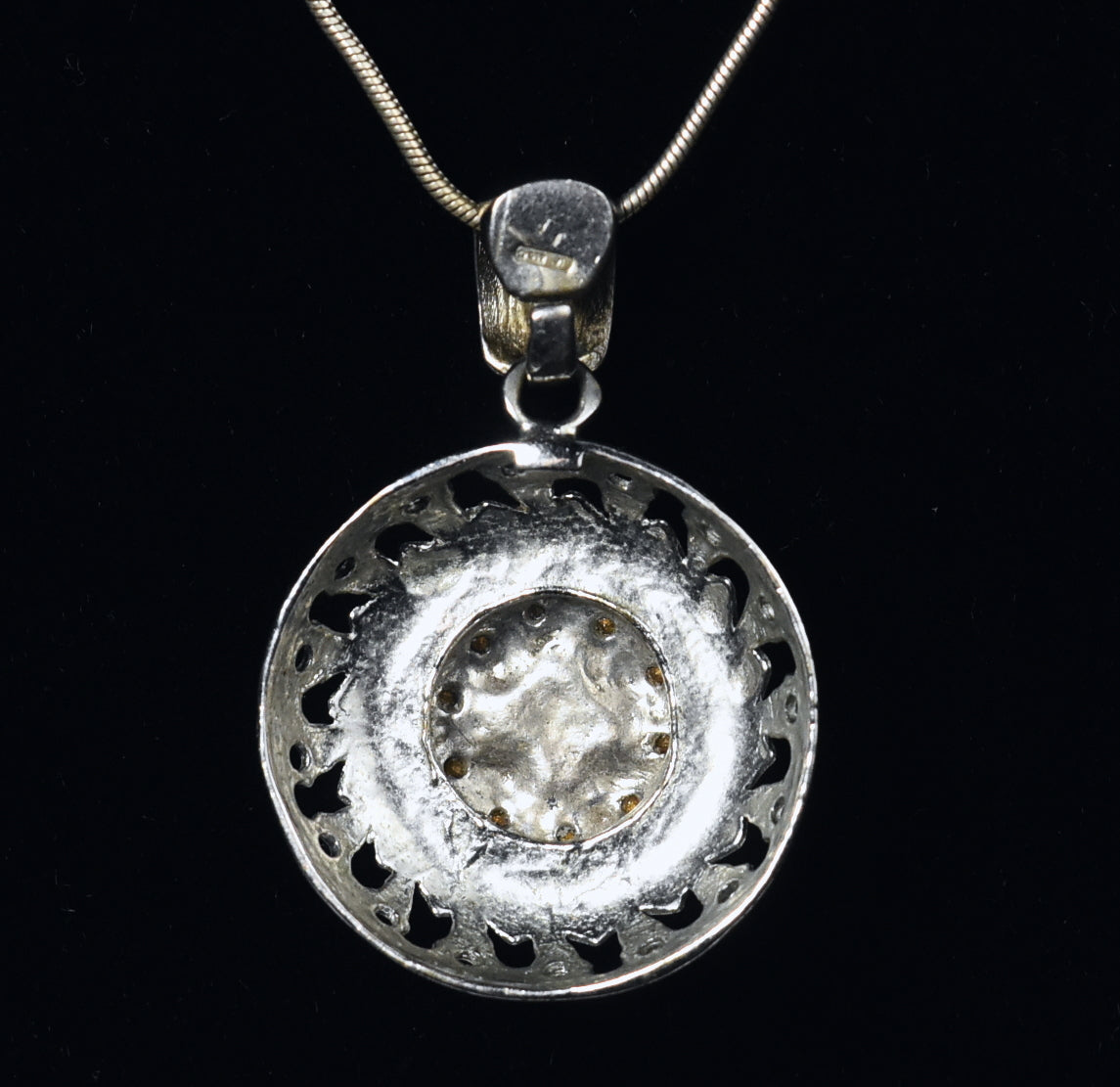 Silver Italian Domed Cross Pendant on Sterling Silver Chain Necklace