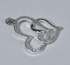 Silver Tone Double Heart Crystal Pendant