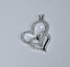 Silver Tone Double Heart Crystal Pendant