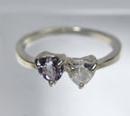 Sterling Silver Two Hearts Crystal Ring - Size 7