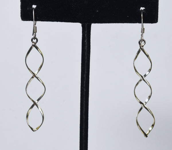 Sterling Silver Double Helix Dangle Earrings