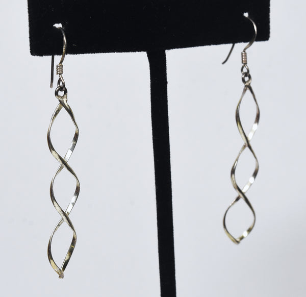 Sterling Silver Double Helix Dangle Earrings