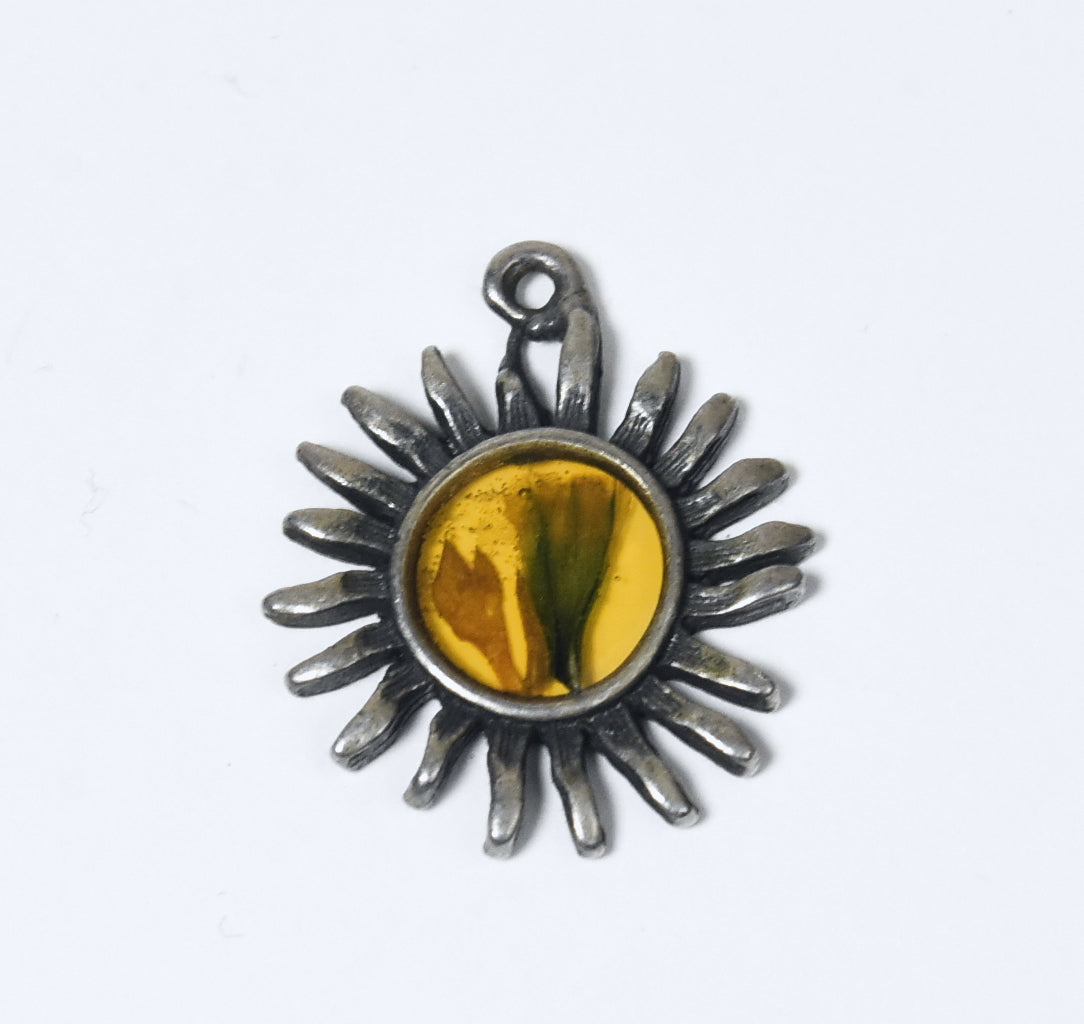 Dried Flower Encased in Resin Pendant
