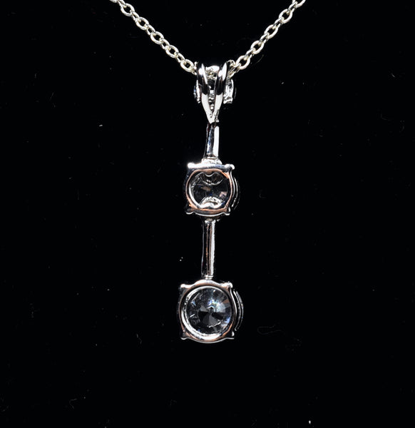Articulated Graduated Crystal Drop Pendant on Sterling Silver Chain Necklace - 19"