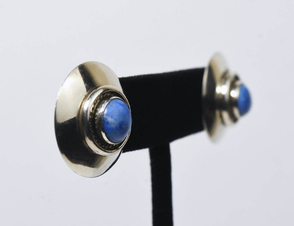 Sterling Silver Dumortierite Vintage Stud Earrings