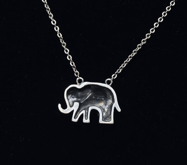 Sterling Silver Marcasite Elephant Pendant on Sterling Silver Chain Necklace