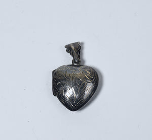 Vintage Engraved Design Sterling Silver Heart Locket Pendant