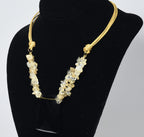Multi-Strand Faux Golden Rutilated Quartz Nugget Bead Necklace with Faux Smoky Quartz Pendant