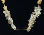 Multi-Strand Faux Golden Rutilated Quartz Nugget Bead Necklace with Faux Smoky Quartz Pendant