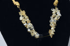 Multi-Strand Faux Golden Rutilated Quartz Nugget Bead Necklace with Faux Smoky Quartz Pendant