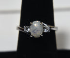 Sterling Silver Faux Opal Expandable Ring - Size 6.25+