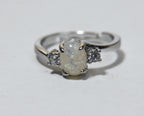 Sterling Silver Faux Opal Expandable Ring - Size 6.25+
