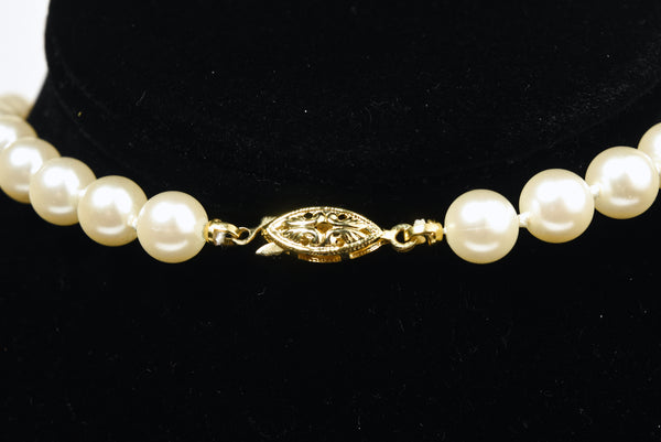 Single Strand Faux Pearl Necklace - 30"
