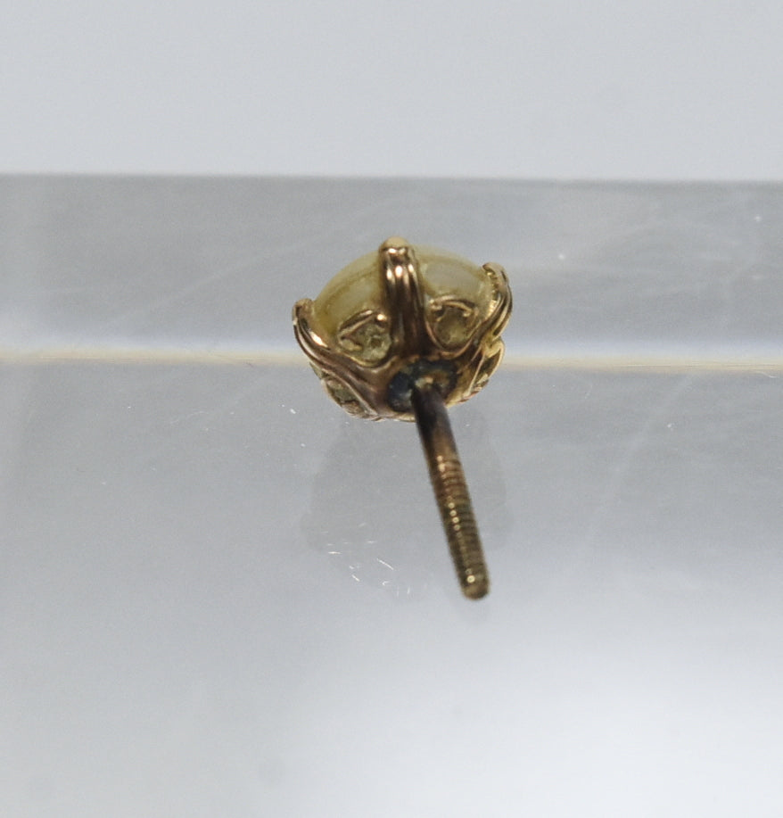 Vintage Faux Pearl Gold Tone Screw Back SINGLE Stud Earring