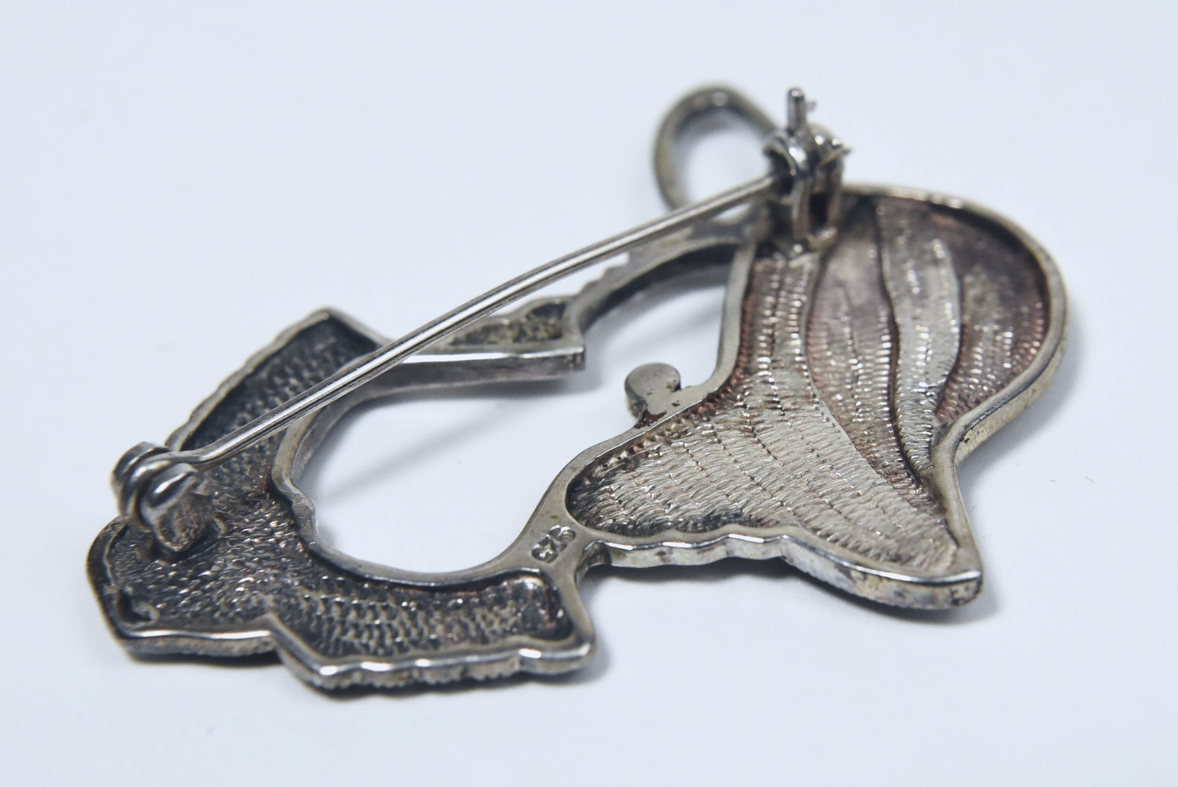 Vintage Sterling Silver and Marcasite Female with Hat Brooch