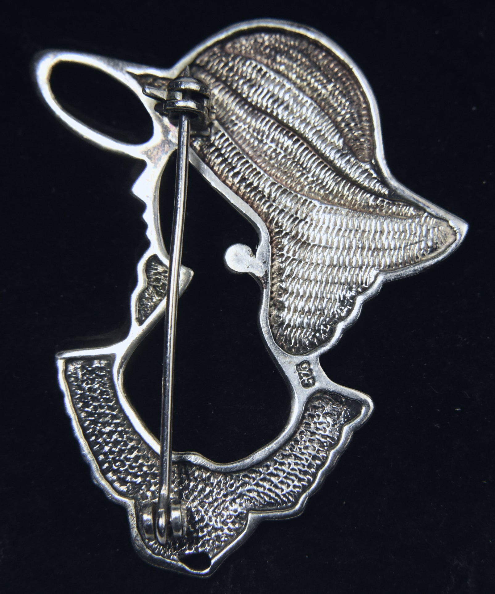 Vintage Sterling Silver and Marcasite Female with Hat Brooch