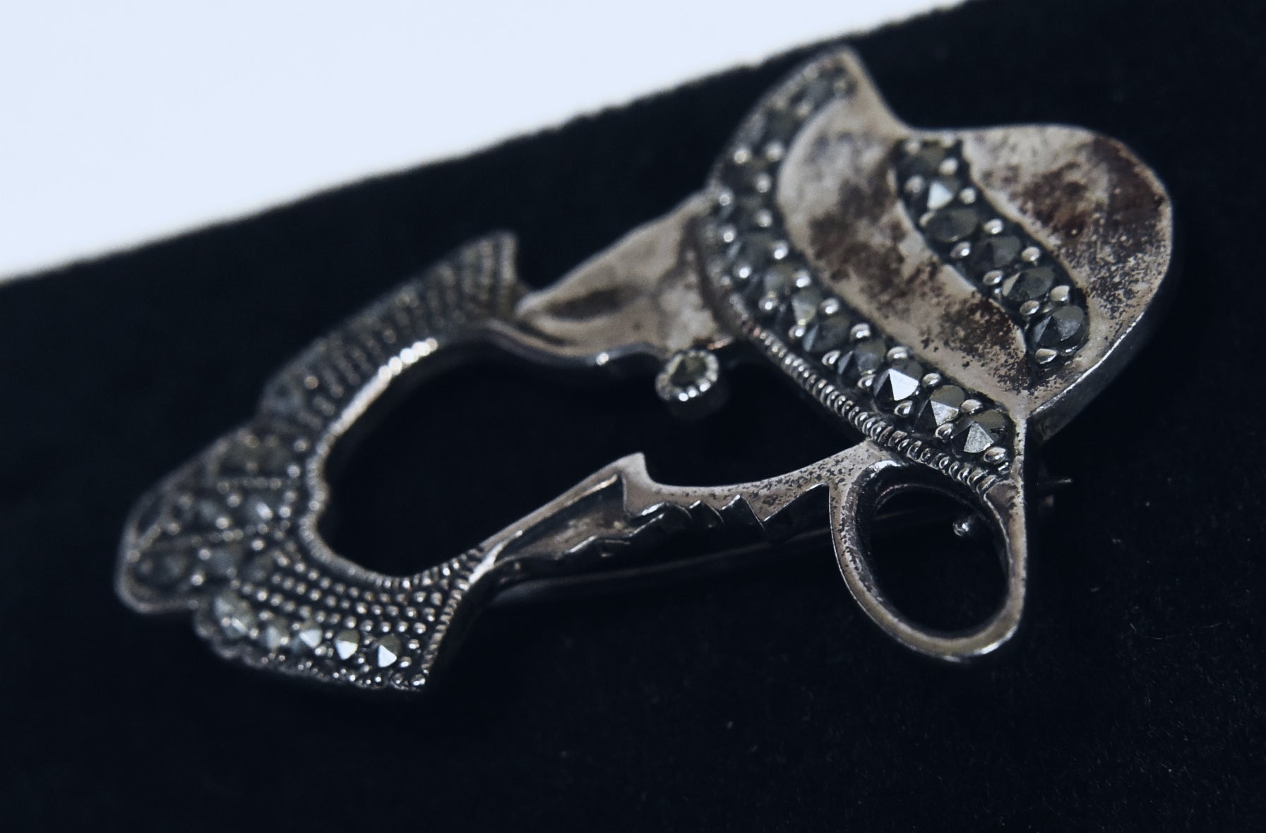 Vintage Sterling Silver and Marcasite Female with Hat Brooch