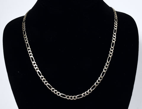 Vintage Italian Sterling Silver Figaro Link Chain Necklace - 20"