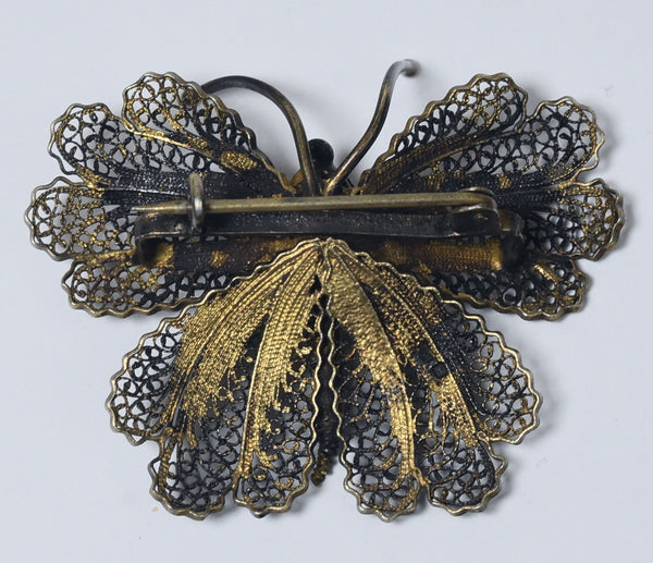 Vintage Filigree Butterfly Brooch