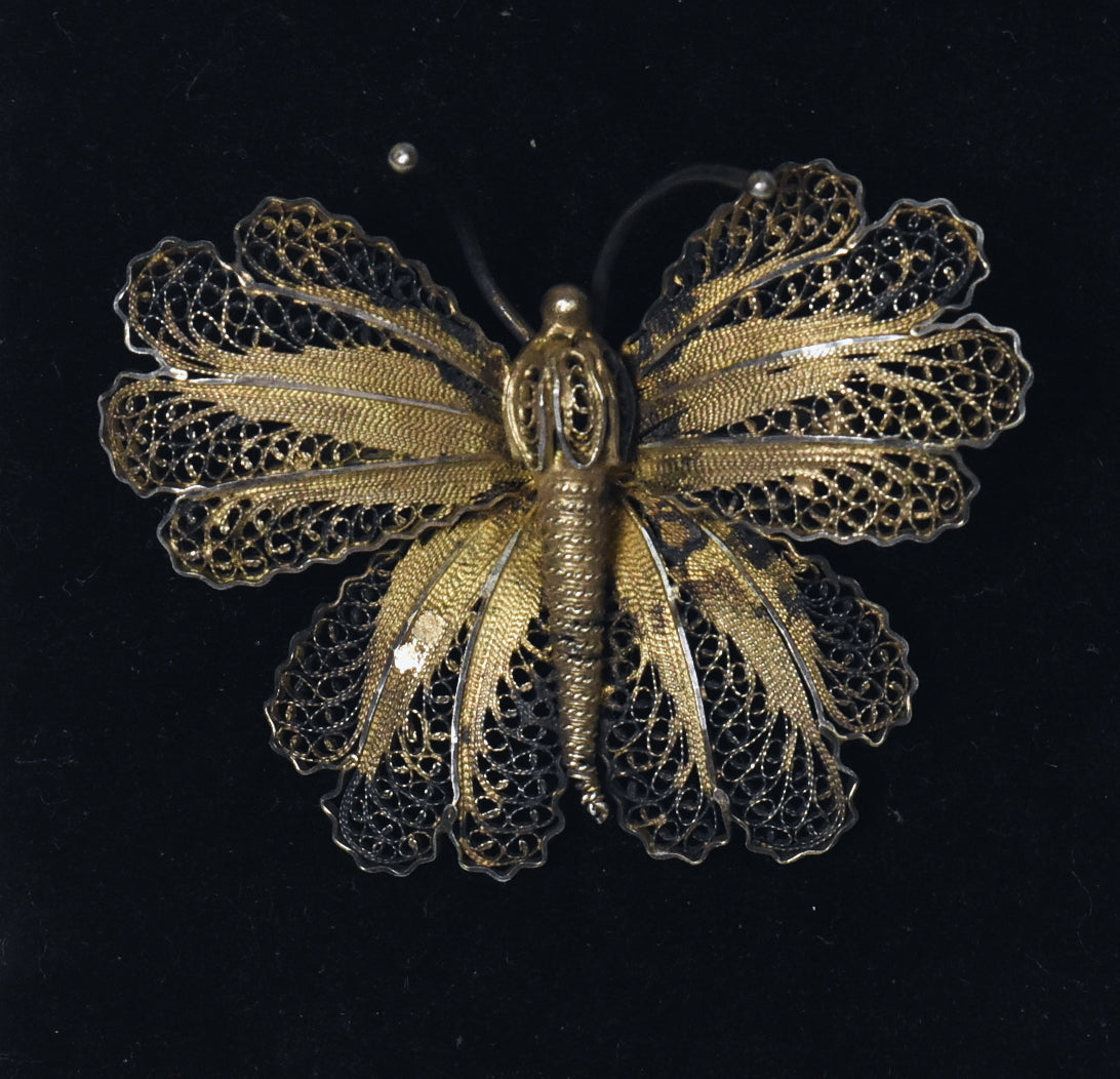 Vintage Filigree Butterfly Brooch