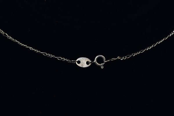 Vintage Sterling Silver Cross Pendant on Sterling Silver Figaro Link Necklace