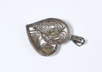 Vintage Sterling Silver Funky Filigree Domed Heart Pendant