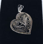 Vintage Sterling Silver Funky Filigree Domed Heart Pendant