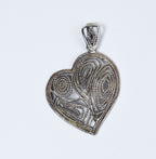 Vintage Sterling Silver Funky Filigree Domed Heart Pendant