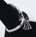 Sterling Silver Amethyst Ribbony Finger Ring - Size 8